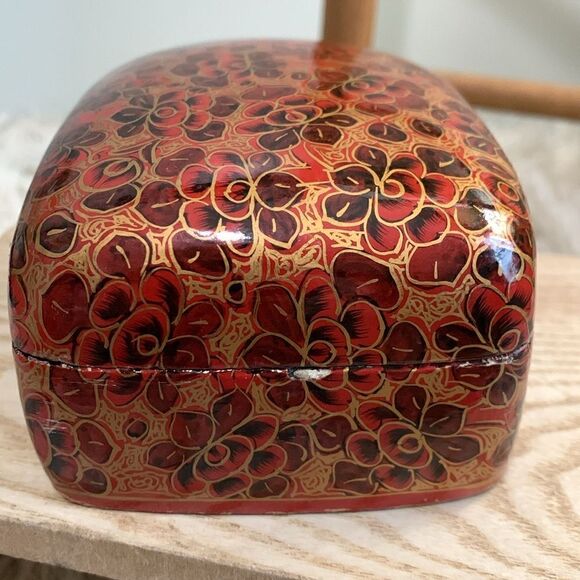 Handmade Mahdi & Sons Kashmir India Paper Mache Jewelry Trinket Box - Picture 3 of 17
